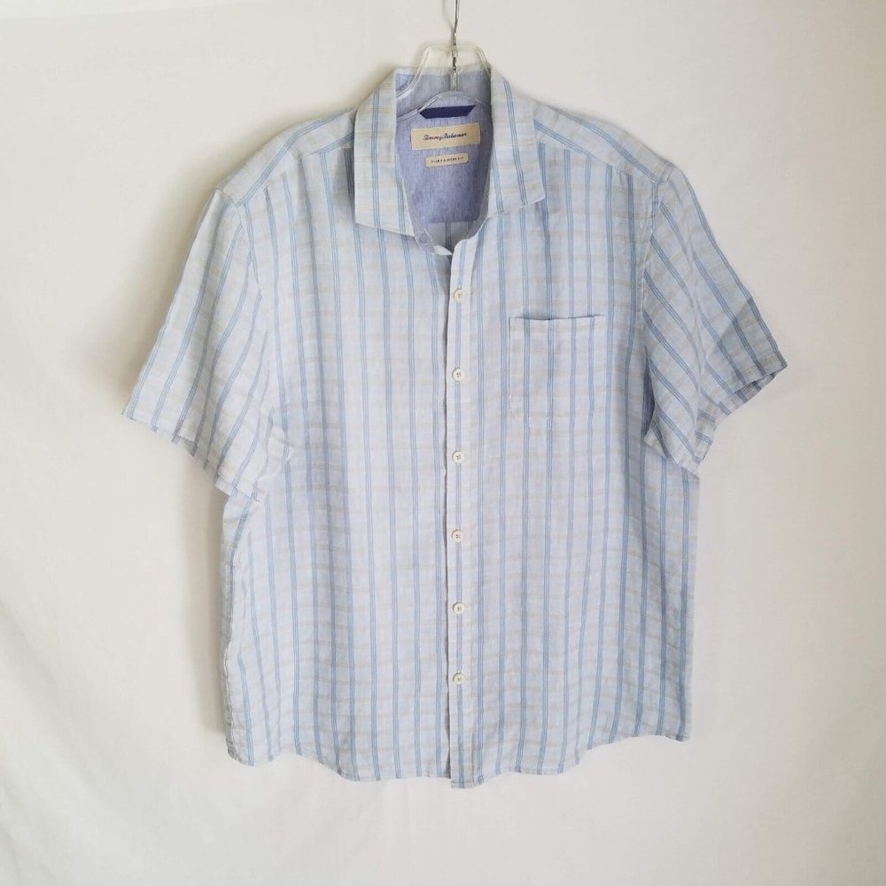 Tommy Bahama Mens Island ModernFit Plaid Button Front‎ S/S Hawaiiam Shirt Large